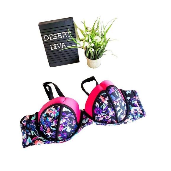Coral Tropics by Apollo Swimwear Plus Size Bikini Top 2X - Picture 1 of 5